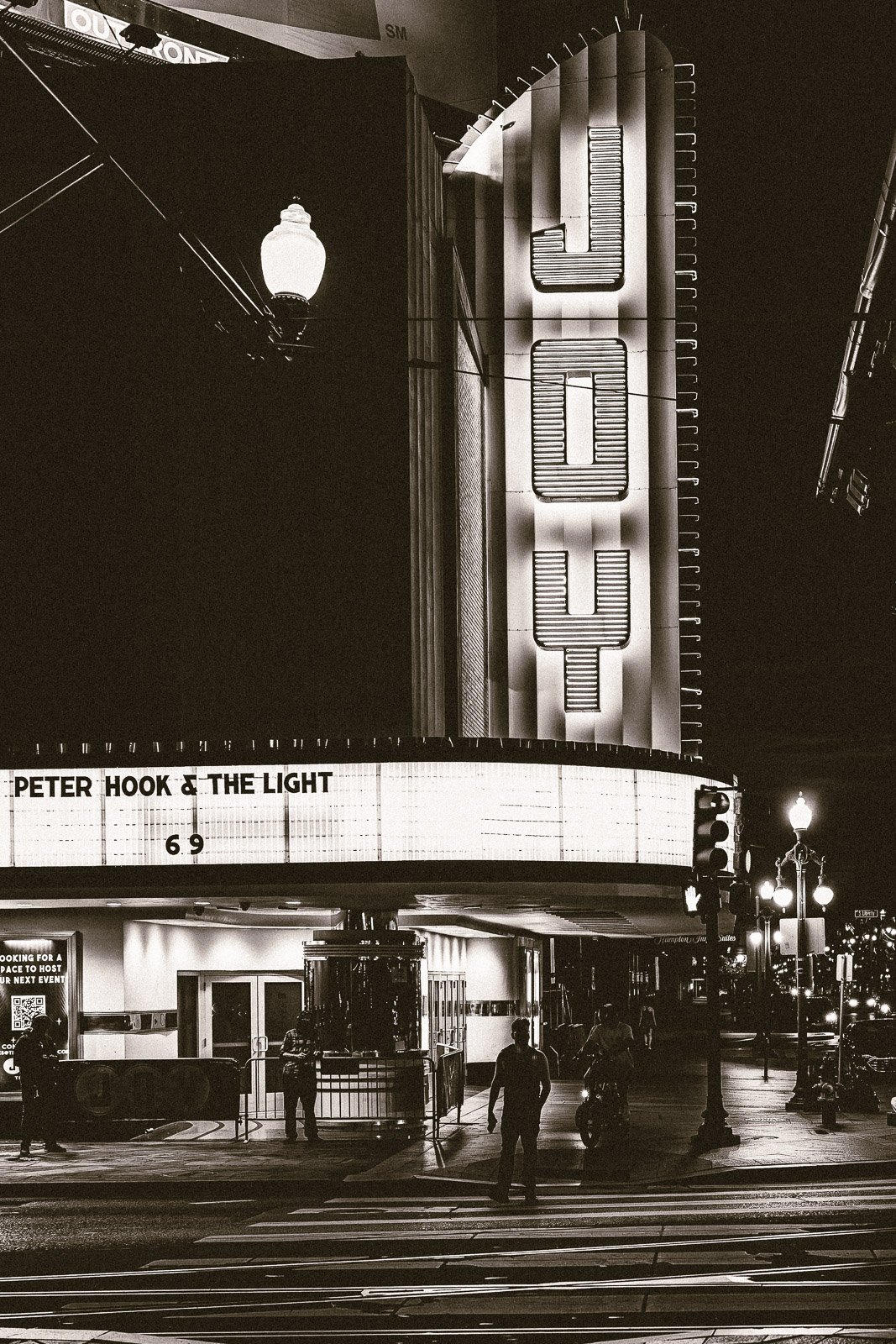 The Joy Theater marquee illuminated at night, New Orleans, Louisiana